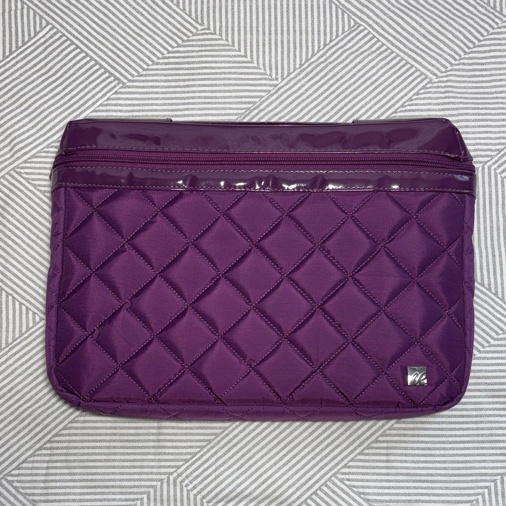 Quilted Purple Laptop Sleeve with Double Zippered Pocket